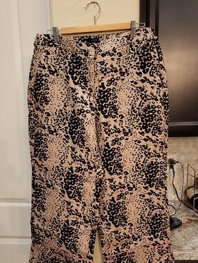 NWT J. Crew Animal Print Linen Blend Crop Pants Size 14